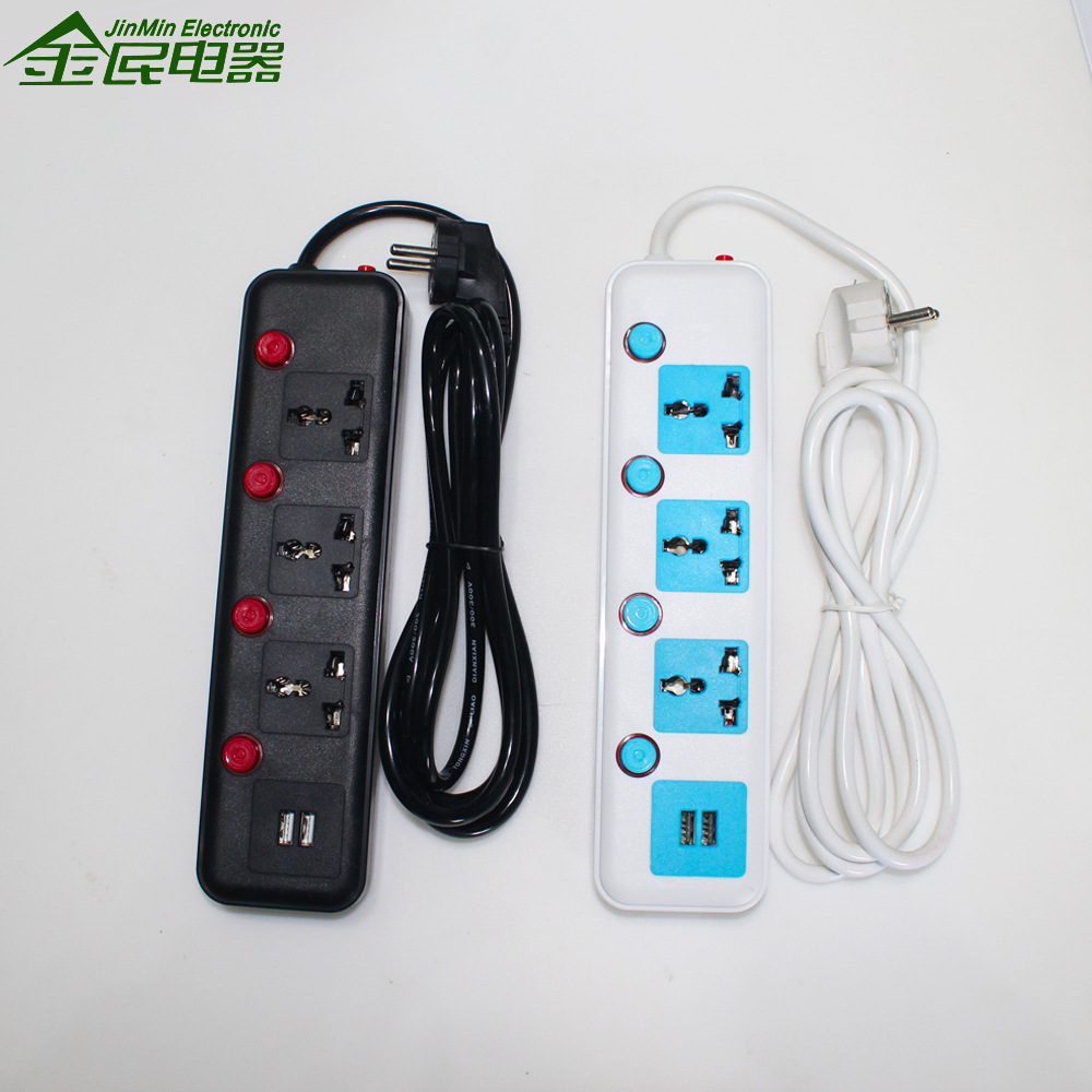 Multi-Bit Multi-Purpose Hole with Switch USB Copper Wire ABS Material with Wire Power Strip Socket Independent Switch with Surge