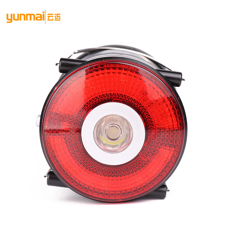 New COB LED strong light horse lamp LED red and white light dual switch dry battery plastic outdoor camping lamp