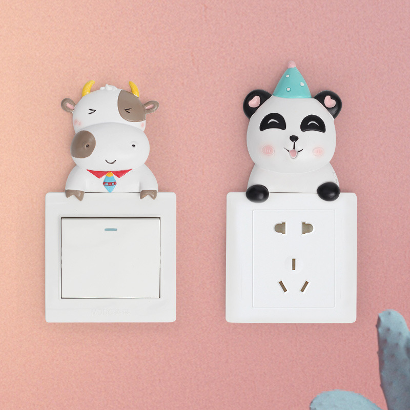 If Zakka Resin Wall Panels Switch Sticker Crafts Cartoon Creative Home Switch Plate Wall Stickers