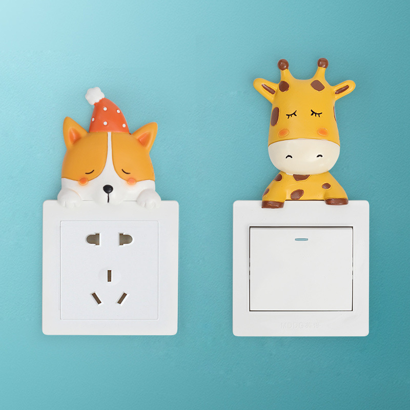 If Zakka Resin Wall Panels Switch Sticker Crafts Cartoon Creative Home Switch Plate Wall Stickers