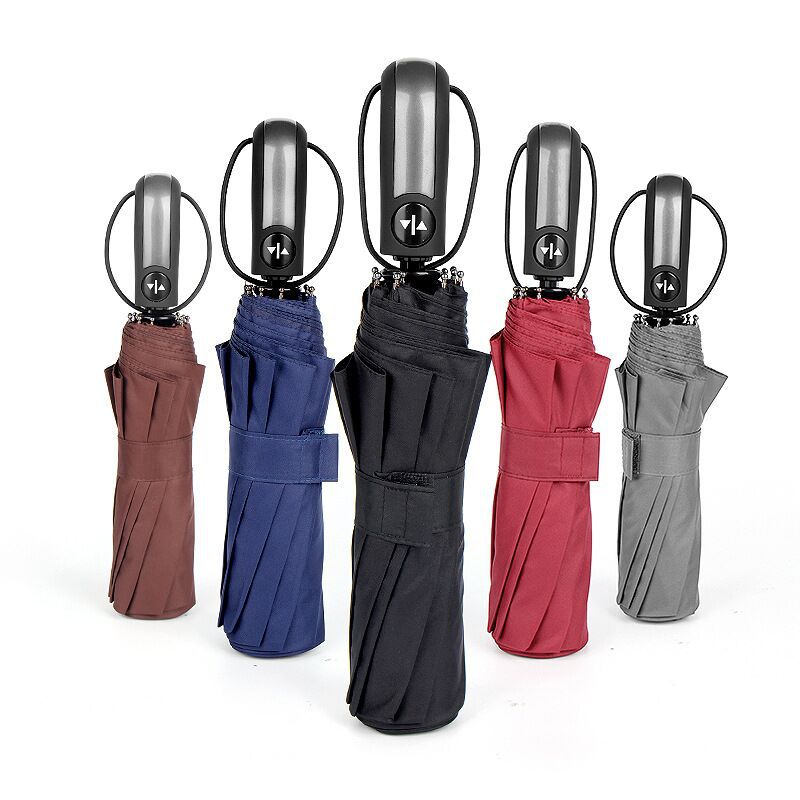 Super Large Three-Fold Business Auto Switch Sun Umbrella Ten-Bone Super Windproof Double Sun Protection Men and Women Reinforced Sun Umbrella