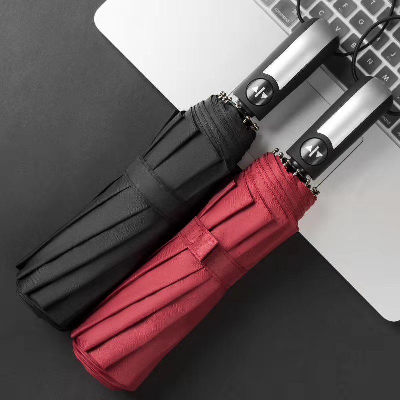 Super Large Three-Fold Business Auto Switch Sun Umbrella Ten-Bone Super Windproof Double Sun Protection Men and Women Reinforced Sun Umbrella