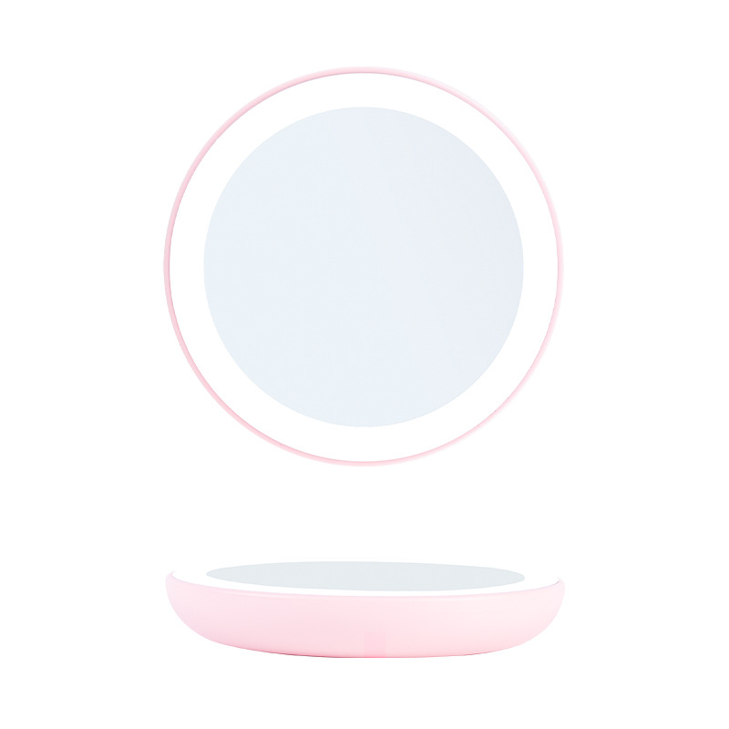 Gift Mirror Pocket Mirror Portable Led Make-up Mirror Amazon Hot Selling Product round Makeup Mirror Fluctuation Switch