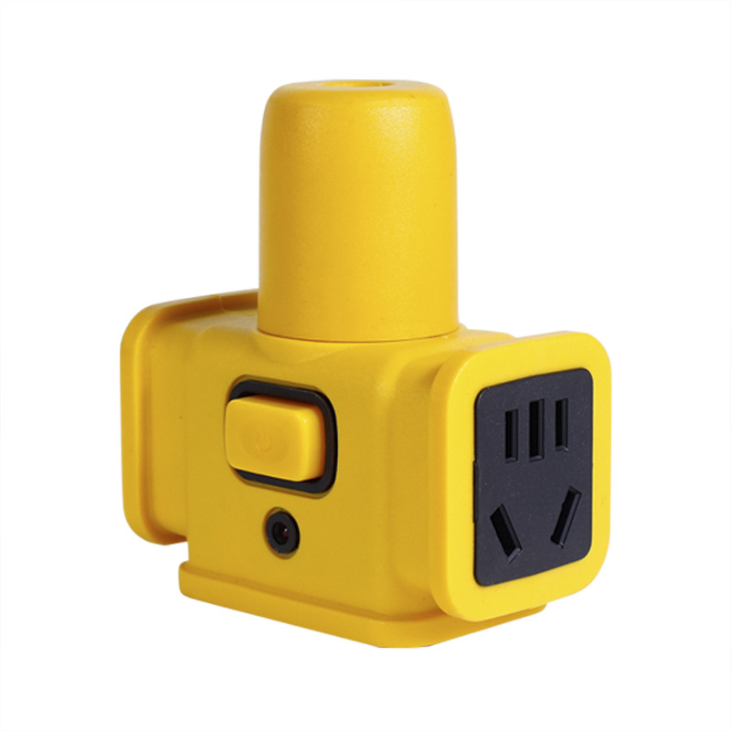Yellow Wireless 10-Hole Mop Socket with Switch Cross Power Strip Construction Site Outdoor High Power Not Power Strip with Cord