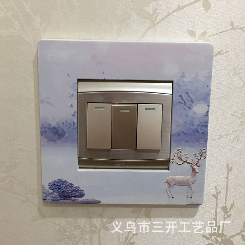 Retro creative art switch stick wall stick household cartoon switch cover socket protection cover wedding decoration 3D three-dimensional simplicity