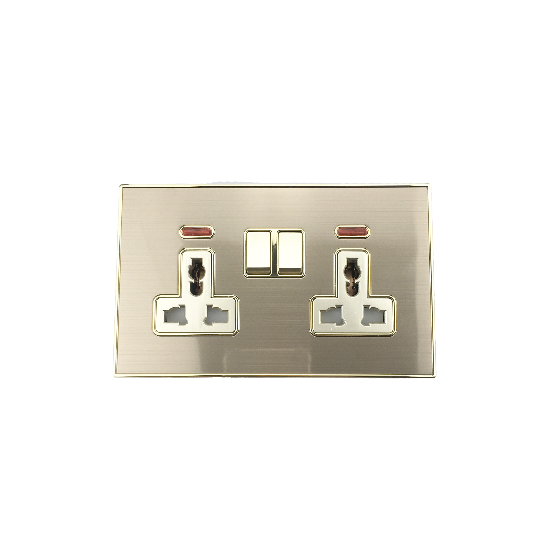 Gold-Plated Matte Single-Open Multi-Open Silver Contact Button Wall Switch British Wall Socket with Switch Wall Plug