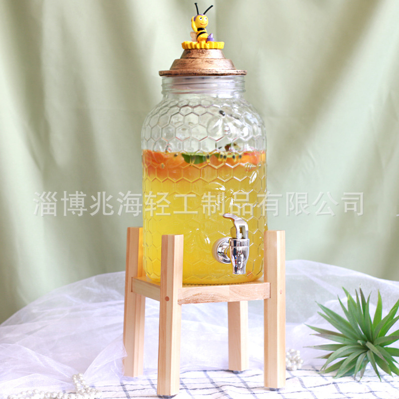 Retro 5 L Household Honey Lemon Juice Jar Dessert Table Switch Restaurant Buffet Cold Drink Machine Commercial Cold Water Bottle