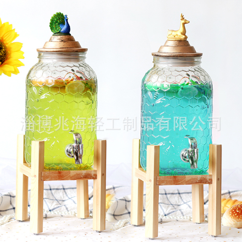 Retro 5 L Household Honey Lemon Juice Jar Dessert Table Switch Restaurant Buffet Cold Drink Machine Commercial Cold Water Bottle