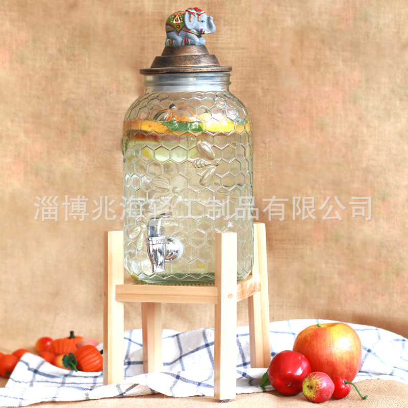 Retro 5 L Household Honey Lemon Juice Jar Dessert Table Switch Restaurant Buffet Cold Drink Machine Commercial Cold Water Bottle