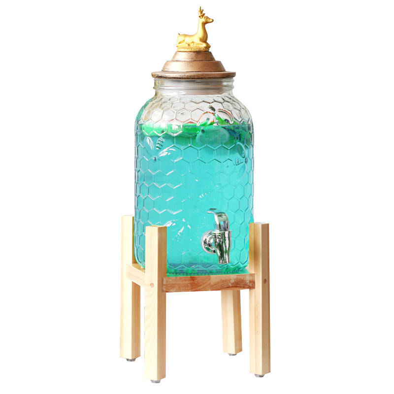 Retro 5 L Household Honey Lemon Juice Jar Dessert Table Switch Restaurant Buffet Cold Drink Machine Commercial Cold Water Bottle