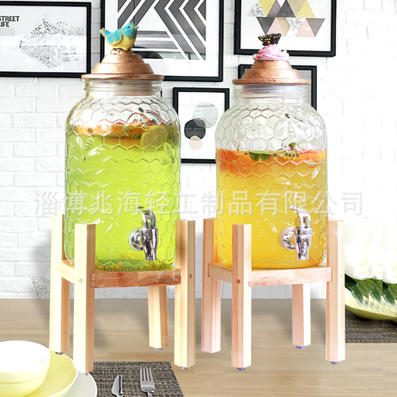 Retro 5 L Household Honey Lemon Juice Jar Dessert Table Switch Restaurant Buffet Cold Drink Machine Commercial Cold Water Bottle