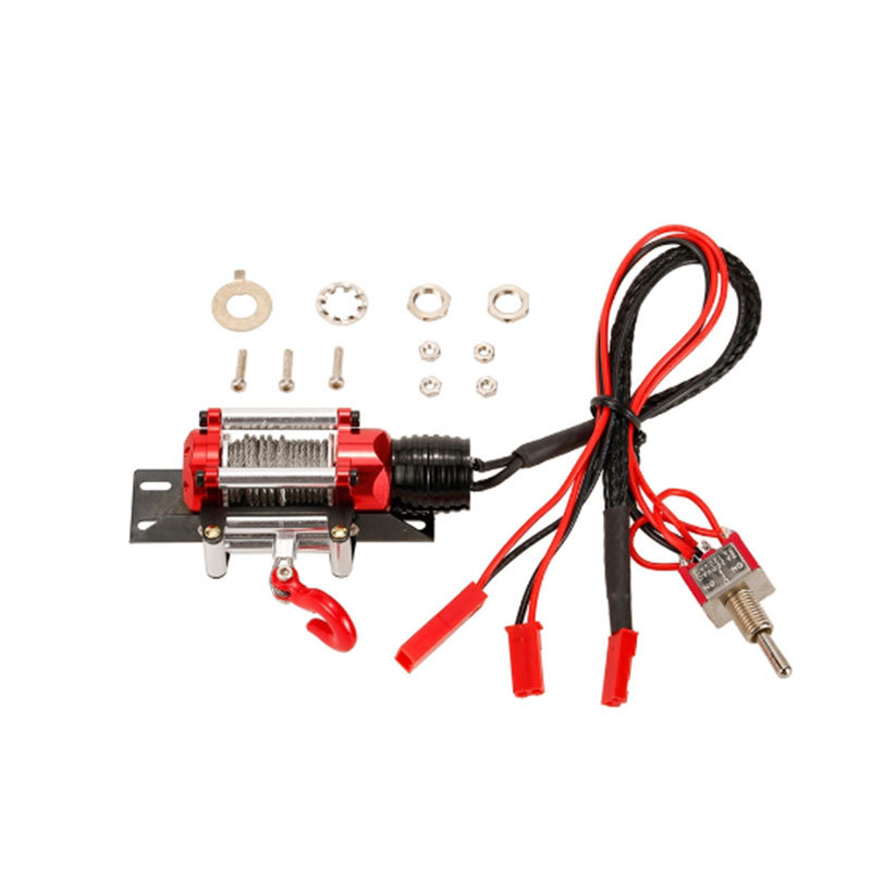 Simulated Climbing Car10 TRX4 Metal Winch D90 Scx10 II Steel Wire Winch Rescue Accessories with Switch