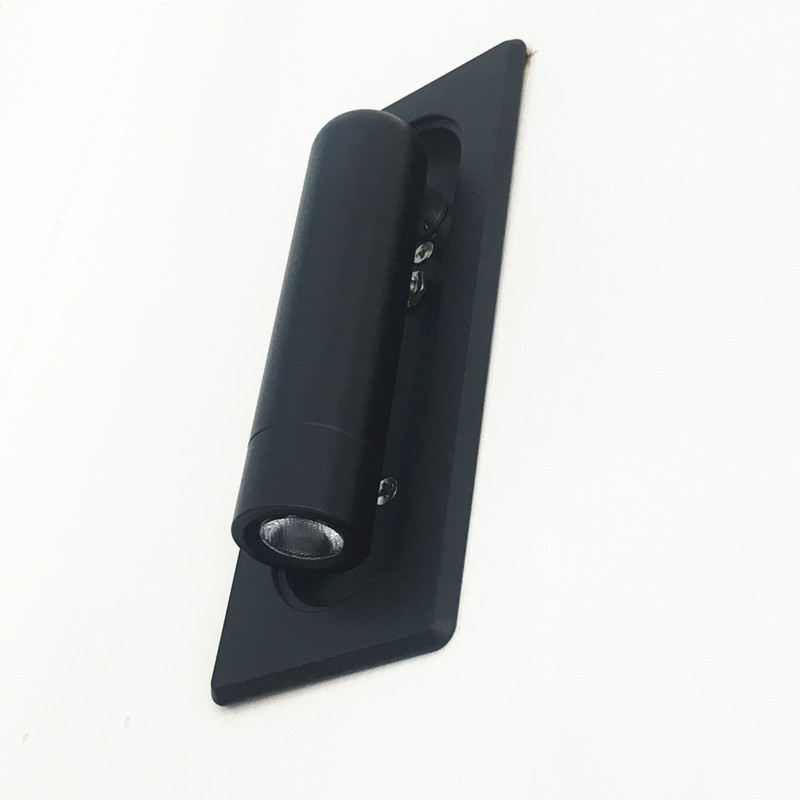 Embedded LED Wall Lamp Aluminum High-Grade Angle Adjustable Push-Type Auto Switch Reading Lamp Hotel Room Bedside Wall Lamp