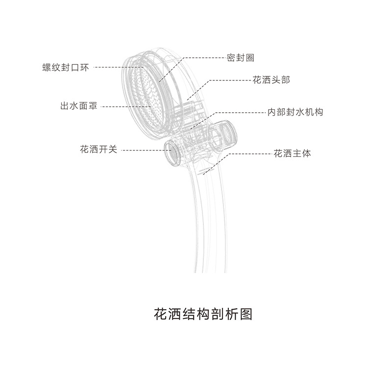 Japanese Shower Water-Saving Shower Nozzle Strong Supercharged Shower with Switch Shower Shower Set Jsb022
