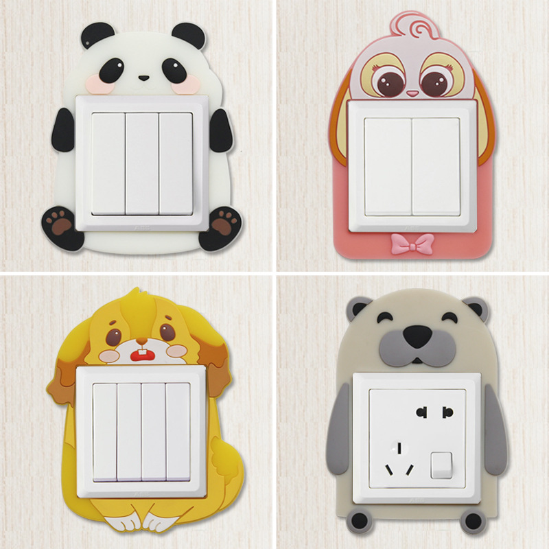 Seamless Cartoon Luminous Switch Sticker Wall Sticker Protection Creative Living Room Bedroom Wall Lamp Socket Cover