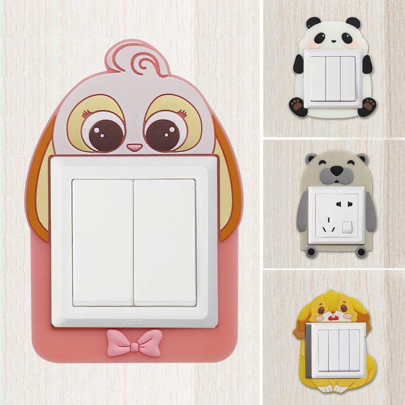 Seamless Cartoon Luminous Switch Sticker Wall Sticker Protection Creative Living Room Bedroom Wall Lamp Socket Cover