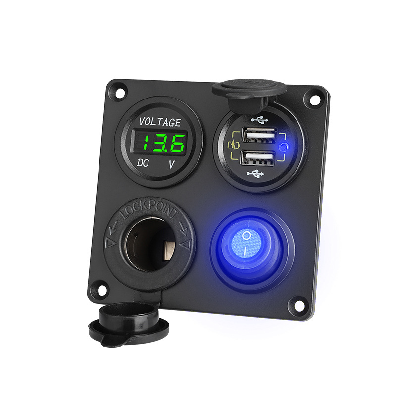 Car Charger Mobile Phone USB Fast Charging Dual Qc3.0 Modification Accessories with Switch Voltage Digital Display 12-24V Car Boat