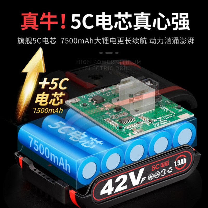 Double Speed Cordless Drill Household Electric Tool Electric Screwdriver Impact Drill Electric Switch Pistol Drill Electric Hand Drill Lithium Electric Drill