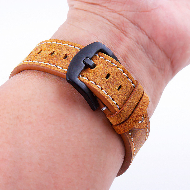 Watch Accessories Hot Sale Real Leather Watch Strap Crazy Horse Retro Full Leather Watch Strap Switch Raw Ear Moto Gears3