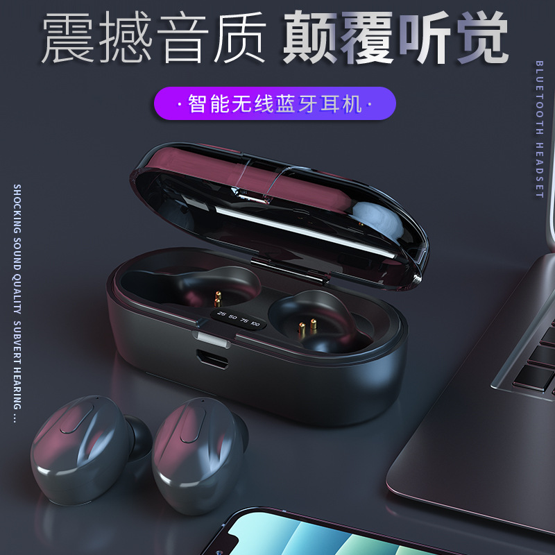 Cross-Border TWS Real Wireless Smart Digital Display Bluetooth 5.0 Stereo Headset Master-Slave Switching Noise Reduction Mini Headset