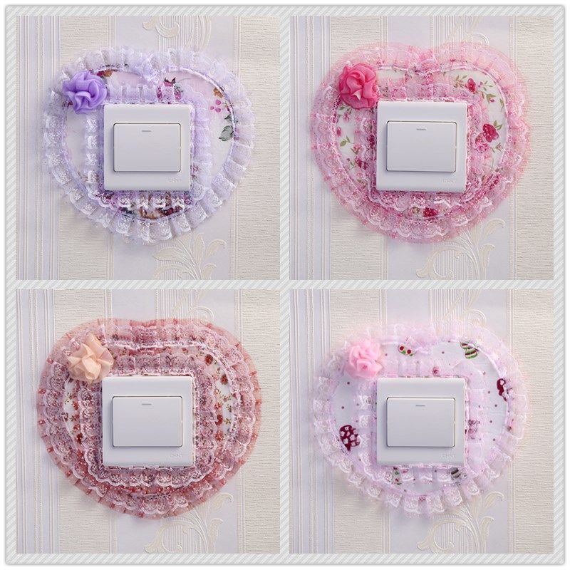 Switch Cover Lace Home Switch Stickers Wall Sticker Fabric Switch Protective Cover Living Room Bedroom Lamp Switch Socket Decoration