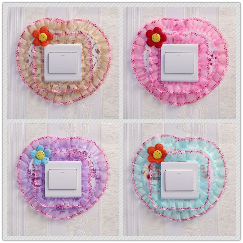 Switch Cover Lace Home Switch Stickers Wall Sticker Fabric Switch Protective Cover Living Room Bedroom Lamp Switch Socket Decoration