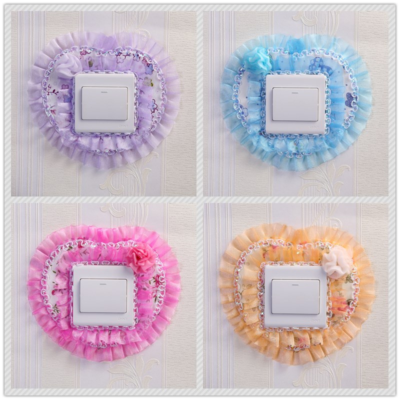 Switch Cover Lace Home Switch Stickers Wall Sticker Fabric Switch Protective Cover Living Room Bedroom Lamp Switch Socket Decoration