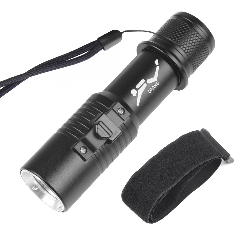 Factory Direct Sales Magnetically Controlled Switch Strap Diving Flashlight T6 Waterproof Power Torch T6 Led Diving