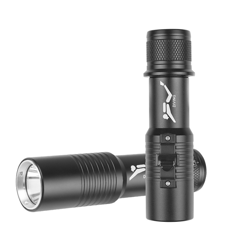 Factory Direct Sales Magnetically Controlled Switch Strap Diving Flashlight T6 Waterproof Power Torch T6 Led Diving