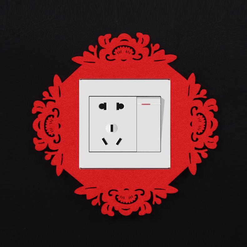 Xi Zan Creative Wedding Room Decorations Arrangement Switch Sticker Festive Non-Woven Flocking Switch Cover Wedding Celebration Supplies