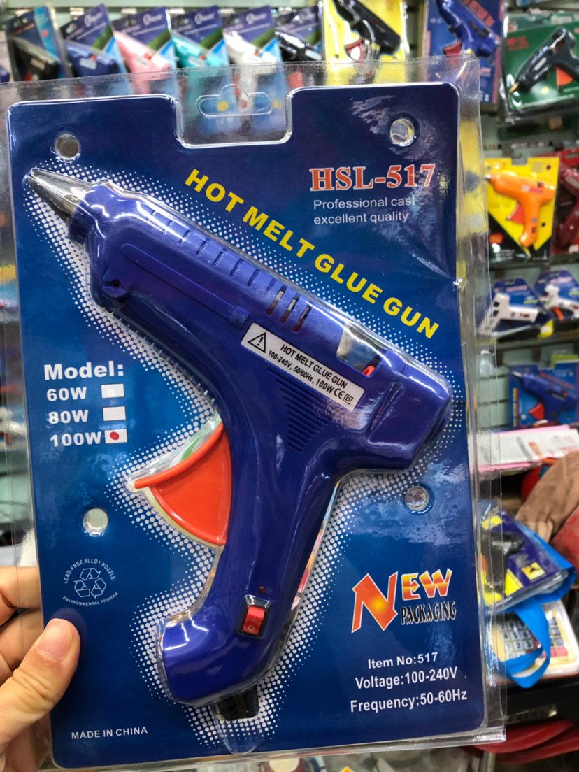 Hot melt glue gun 100W with switch Blue and white all-purpose glue gun