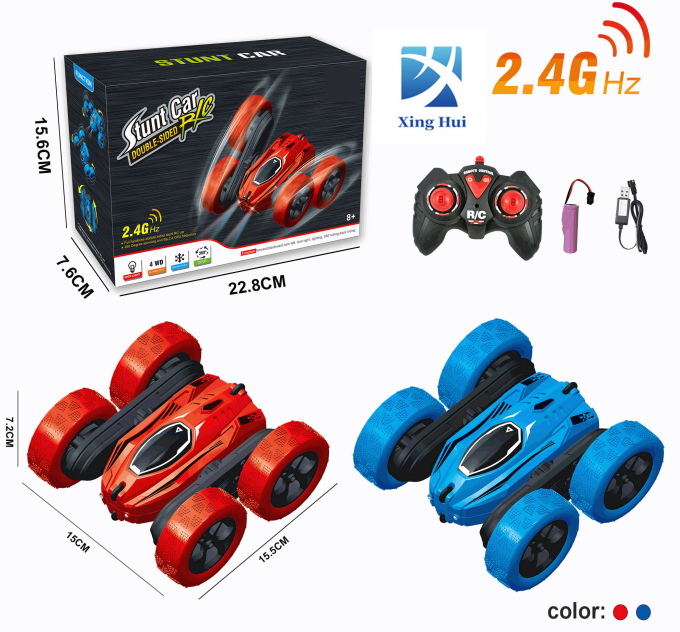 Cross-Border New 2-in-1 Switching Tank Track Remote Control Car Four-Wheel Drive Stunt Car Rolling Cool Light Double-Sided Car