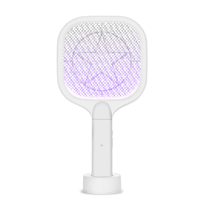 Mini USB Rechargeable Mosquito Swatter Two-in-One Separate Base Electric Mosquito Swatter Double Switch Handheld Electric Mosquito Swatter