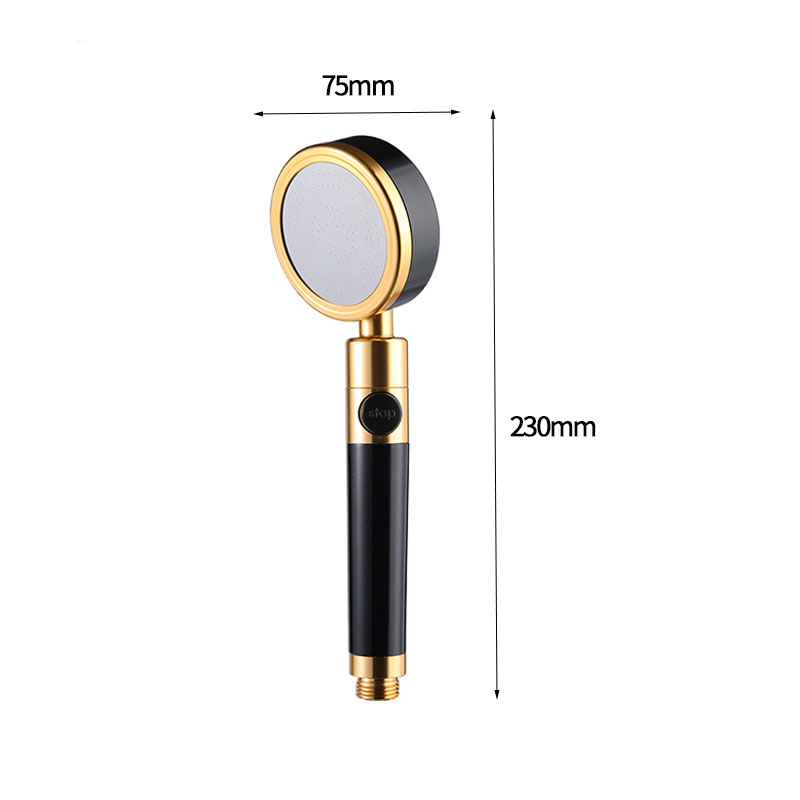 Metal Shower Nozzle Black Alumimum Aluminum Alloy Pressure Shower Nozzle and Hose Set with Switch Water Stop