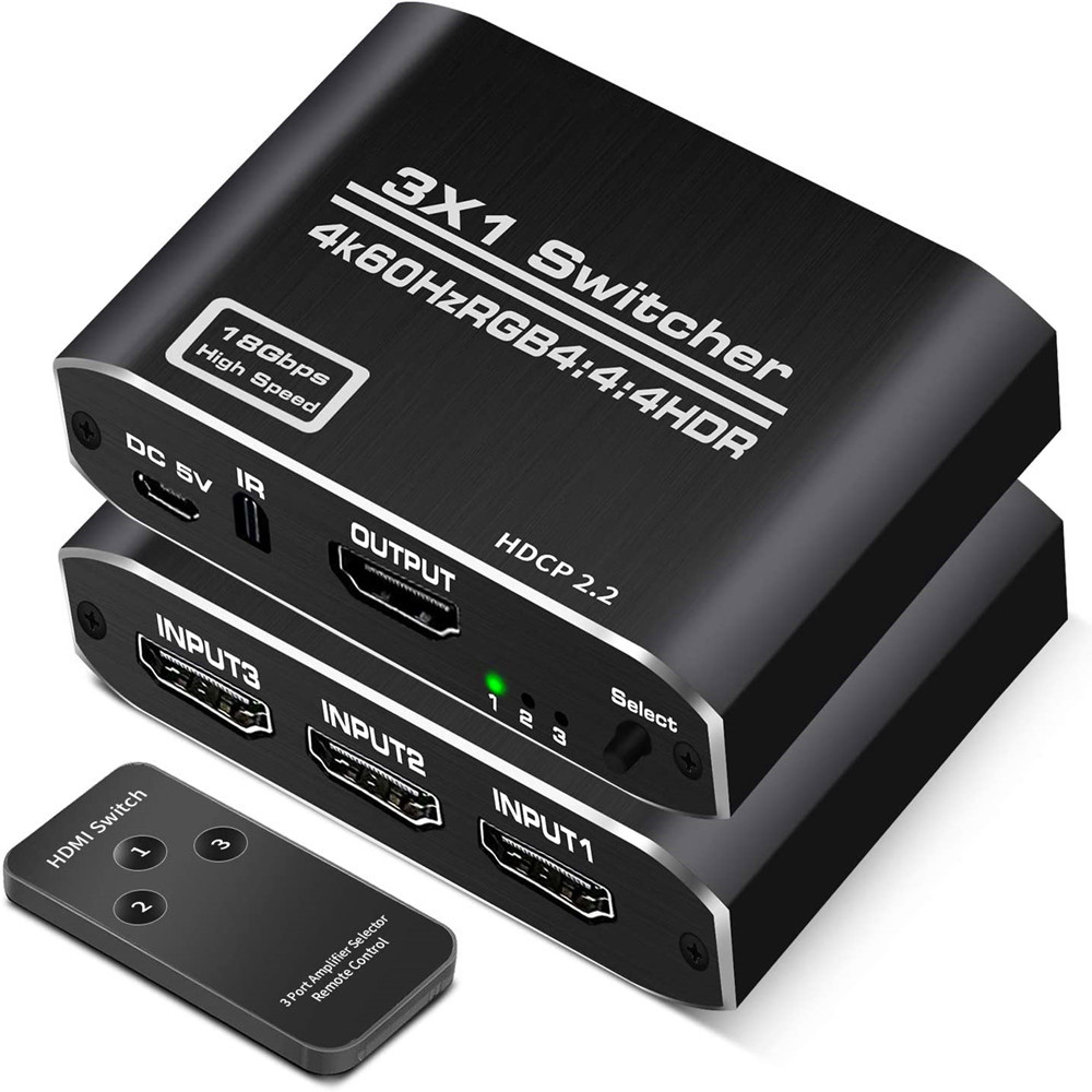 Factory Hdmi2.0 Switcher HDMI Three-Input and One-Output HDMI Switcher 3-Switch 