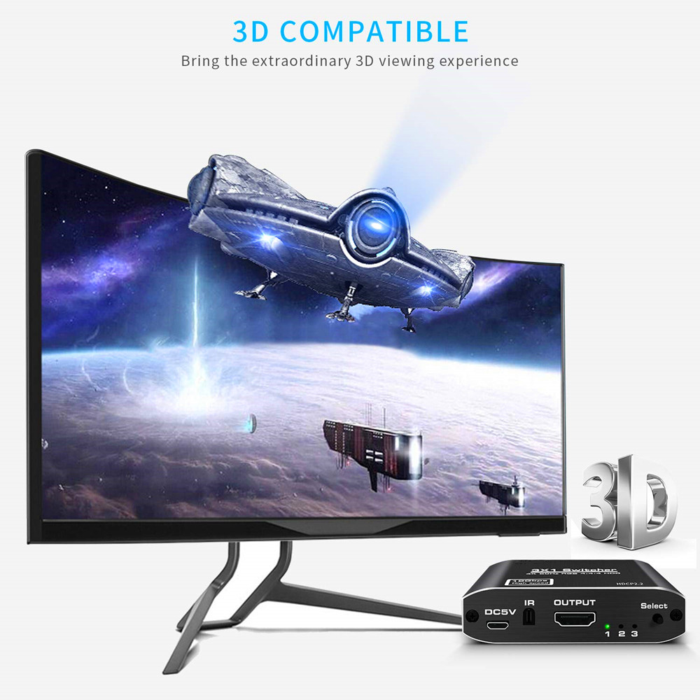 Factory Hdmi2.0 Switcher HDMI Three-Input and One-Output HDMI Switcher 3-Switch 