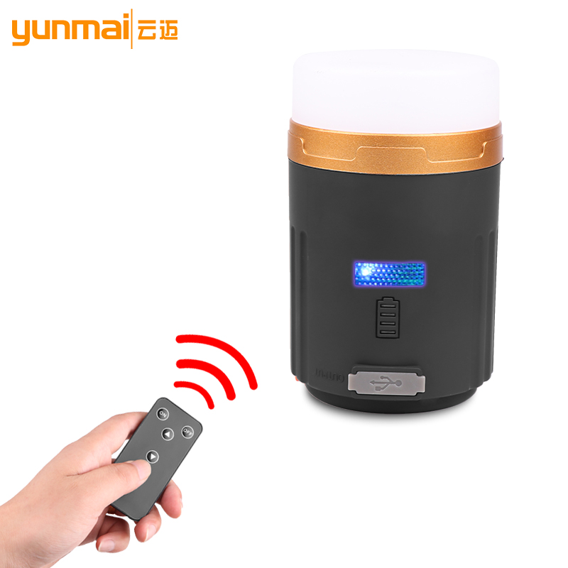 Cross-border LED strong light camping lamp built-in battery remote control switch input and output with hook contains magnet camping lamp