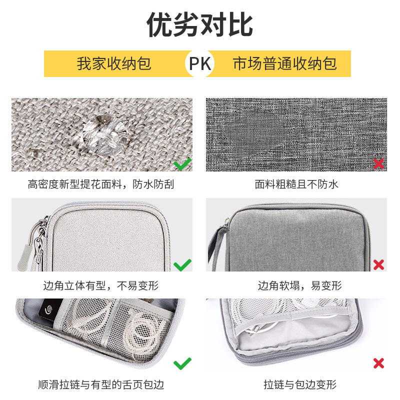 Digital Accessories Data Cable U USB Shield Earphone Box Mobile Power Hard Disk Protection Covers Shell Switch Storage Bag