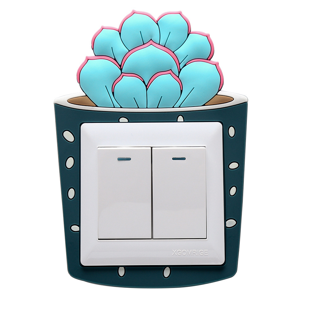 Luminous Three-Dimensional Flexible Glue Switch Wall Stickers Protective Cover Wall Creative Succulent Decoration Switch Sticker Factory Direct Sales