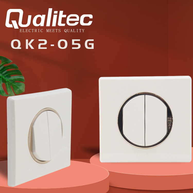European-Style Wall Switch Single-Open Single-Control Double-Hole Double-Position French Wall Socket Board Anti-Electric Shock Socket New Gold-Plated Edge