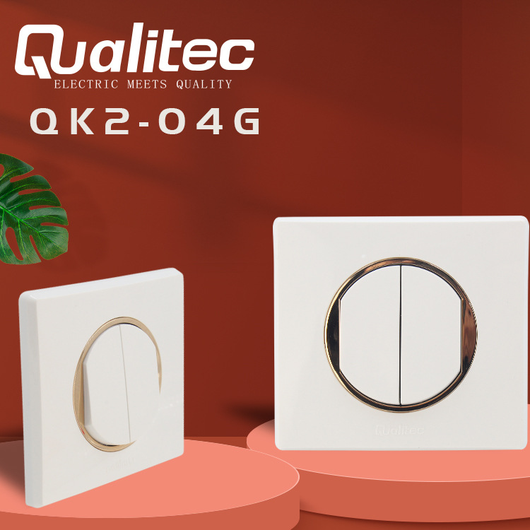 European-Style Wall Switch Single-Open Single-Control Double-Hole Double-Position French Wall Socket Board Anti-Electric Shock Socket New Gold-Plated Edge
