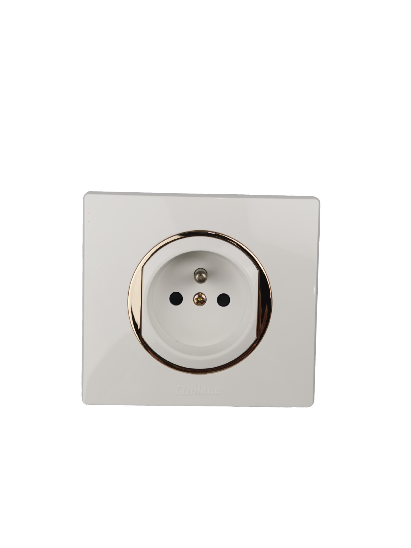 European-Style Wall Switch Single-Open Single-Control Double-Hole Double-Position French Wall Socket Board Anti-Electric Shock Socket New Gold-Plated Edge
