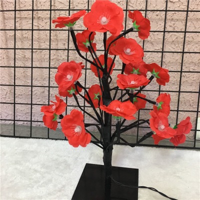 Cross - border romantic girl peach blossom small tree light iron LED light with switch plug room decoration