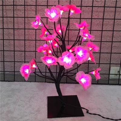 Cross - border romantic girl peach blossom small tree light iron LED light with switch plug room decoration