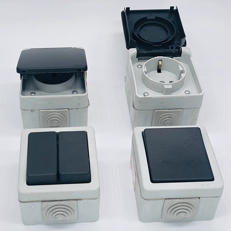European waterproof double open double control single open socket switch ground plug ground wall switch