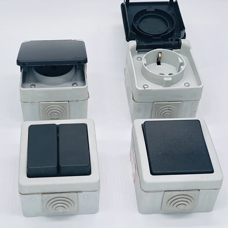 European waterproof double open double control single open socket switch ground plug ground wall switch