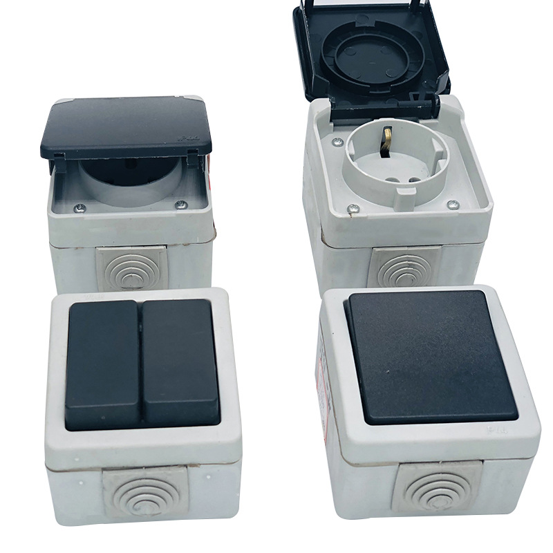 European waterproof double open double control single open socket switch ground plug ground wall switch