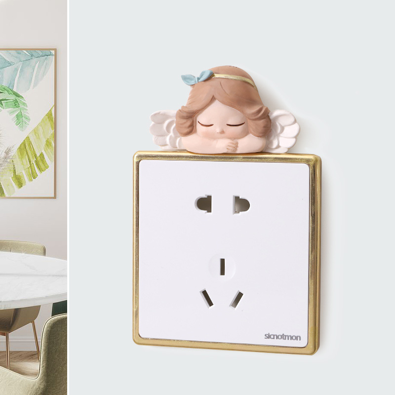 If Wall Switch Plate Frameless 3D Cartoon Stereo Resin Wall Sticker Home Switch Creative Wall Decoration Switch Sticker