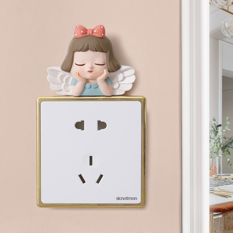 If Wall Switch Plate Frameless 3D Cartoon Stereo Resin Wall Sticker Home Switch Creative Wall Decoration Switch Sticker