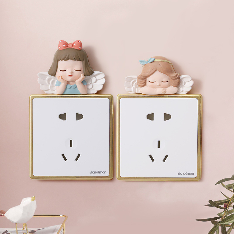 If Wall Switch Plate Frameless 3D Cartoon Stereo Resin Wall Sticker Home Switch Creative Wall Decoration Switch Sticker